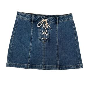 Kendall & Kylie Lace Up Denim Jean Mini Skirt Size 27 Women's